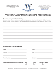 Document preview: Property Tax Information Record Request Form - Williamson County, Texas