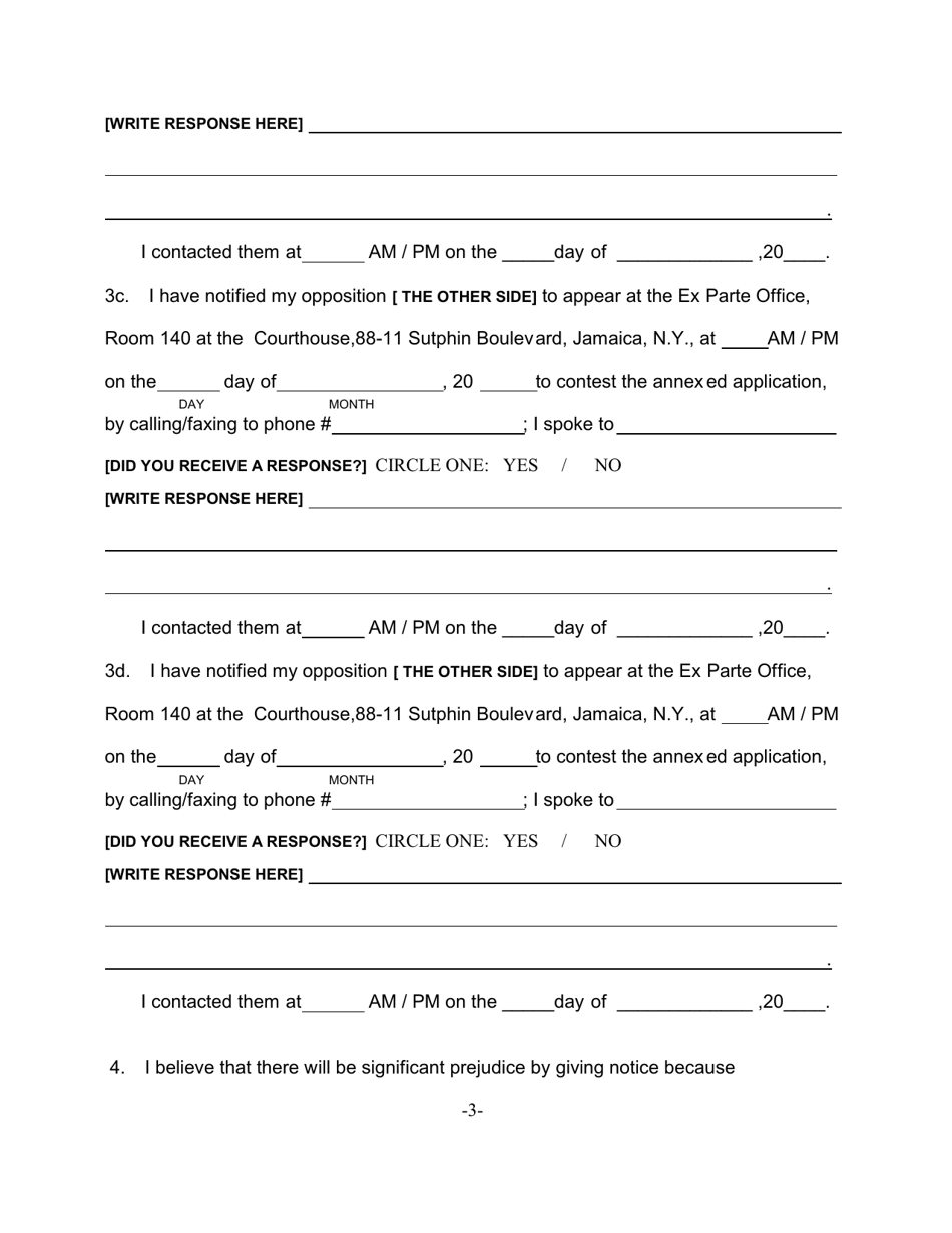 Affidavit in Support of Notification - Queens County, New York, Page 3