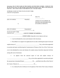 Document preview: Affidavit in Support of Motion for Distribution of Surplus Moneys - Queens County, New York