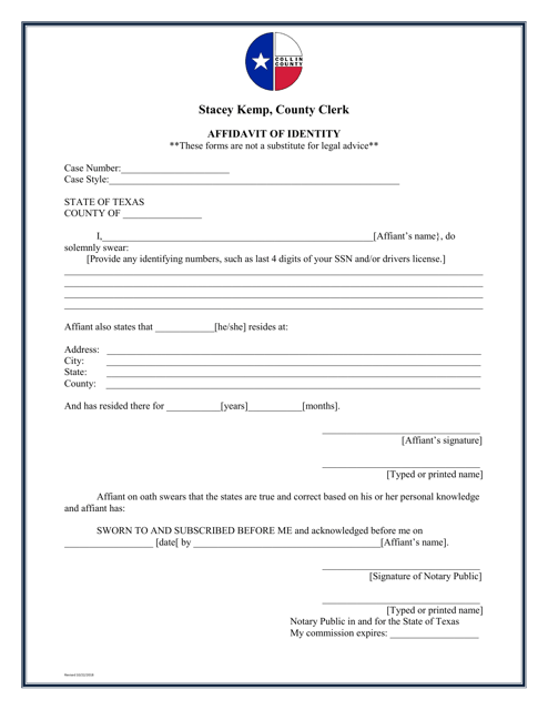 Affidavit of Identity - Collin County, Texas