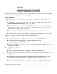 Document preview: Default Judgment Checklist - Collin County, Texas