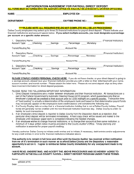 Document preview: Authorization Agreement for Payroll Direct Deposit - Dallas County, Texas