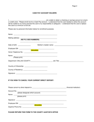 Authorization Agreement for Payroll Direct Deposit - Dallas County, Texas, Page 2