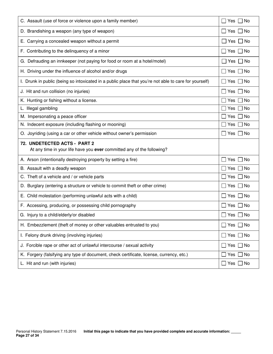 Personal History Statement - Williamson County, Texas, Page 27