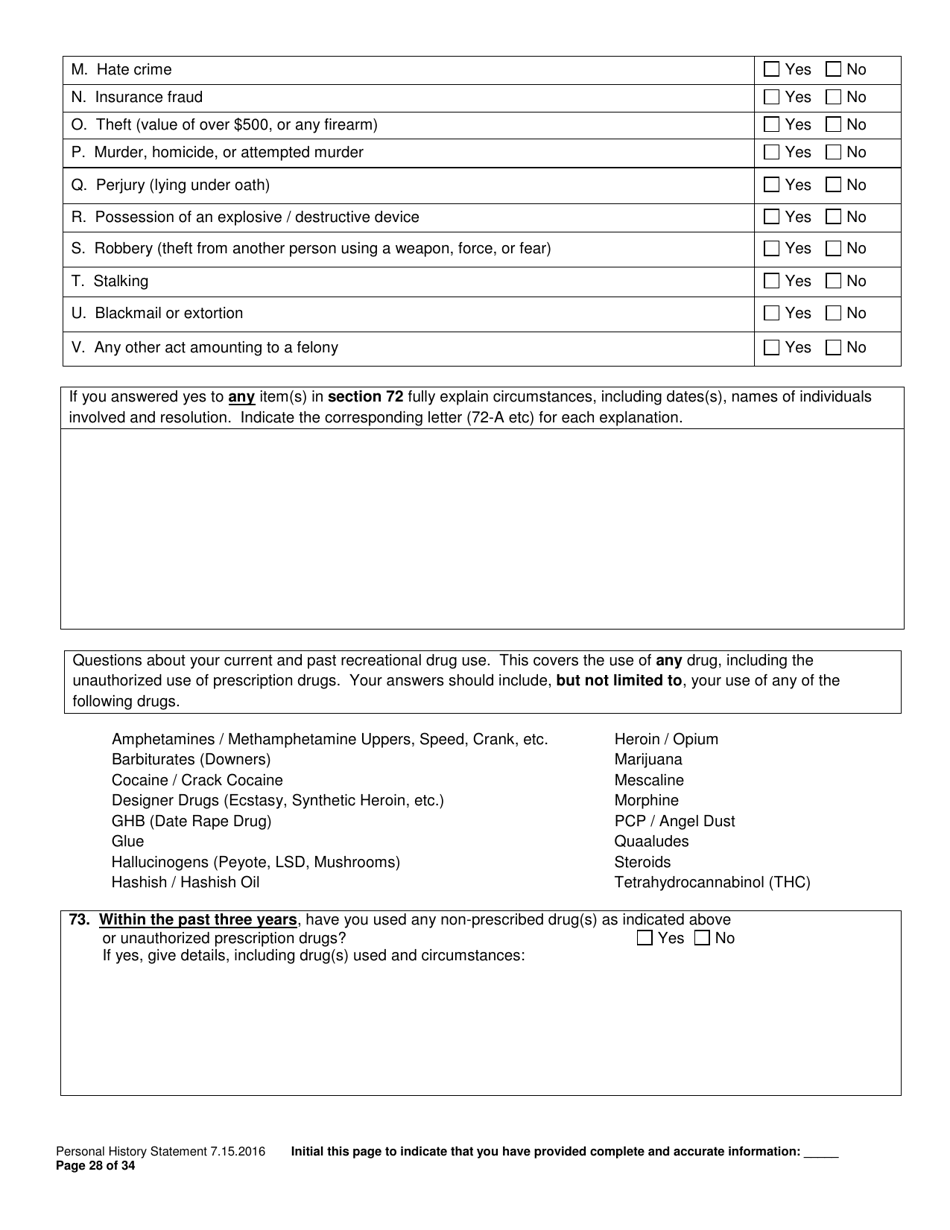 Personal History Statement - Williamson County, Texas, Page 28