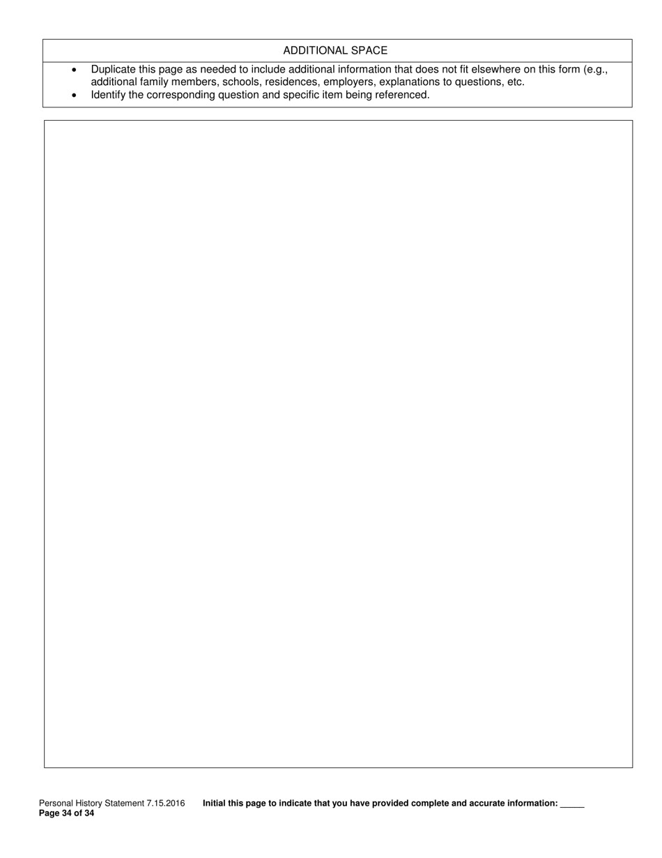 Personal History Statement - Williamson County, Texas, Page 34