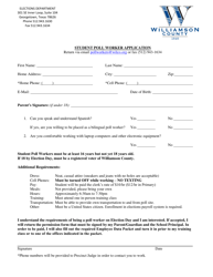 Document preview: Student Poll Worker Application - Williamson County, Texas