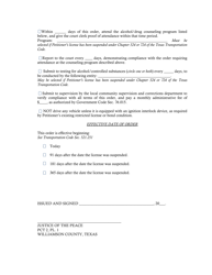 Order Granting Occupational Driver License - Precinct Two - Williamson County, Texas, Page 2