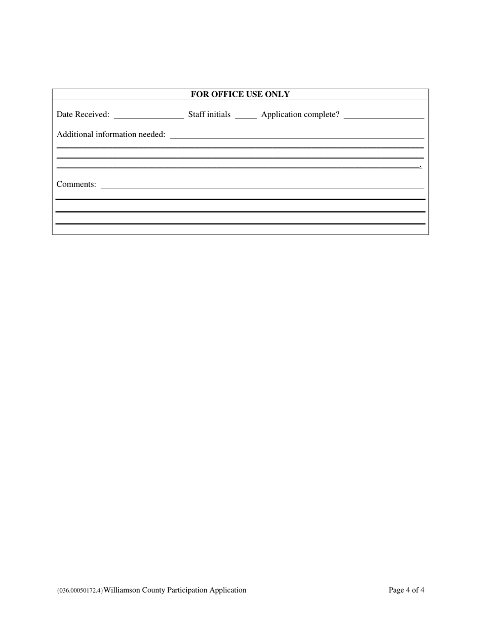 Williamson County Regional Habitat Conservation Plan Participation Application - Williamson County, Texas, Page 4