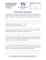&quot;Commercial Use Questionnaire&quot; - Williamson County, Texas