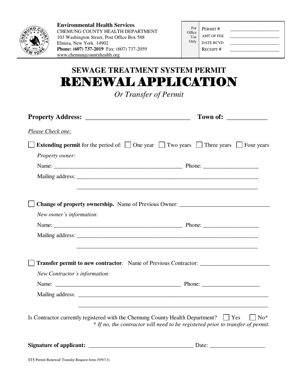 Chemung County, New York Sewage Treatment System Permit Renewal