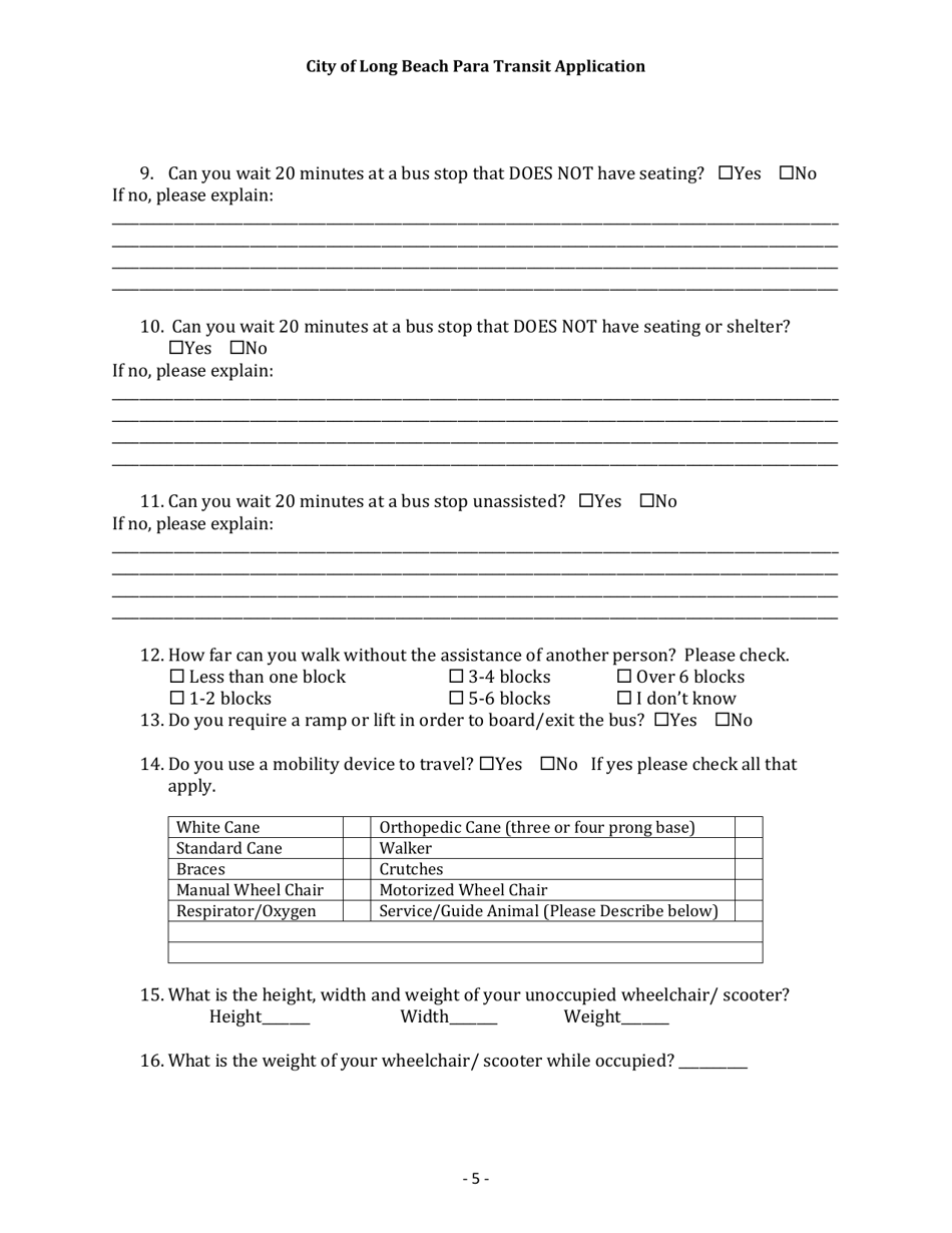 Para Transit Application - City of Long Beach, New York, Page 6