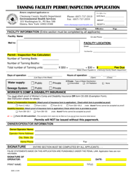 Tanning Facility Permit/Inspection Application - Chemung County, New York