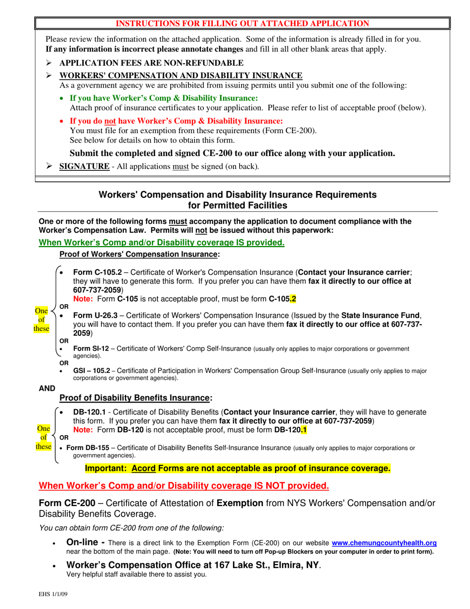 Tanning Facility Permit / Inspection Application - Chemung County, New York, Page 2