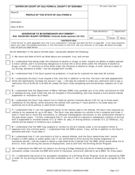 Document preview: Form CR-004 Addendum to Misdemeanor Advisement - Dui Causing Injury Offense (Vehicle Code Section 23153) - County of Sonoma, California