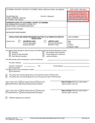 Form CV-7 Stipulation and Order Referring Matter to Alternative Dispute Resolution - County of Sonoma, California