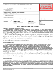 Document preview: Form CV-2 Adr Information Sheet - County of Sonoma, California