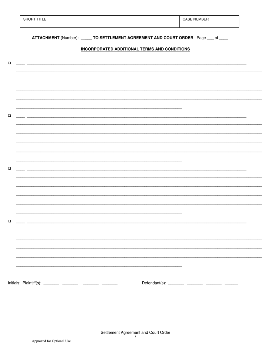 Settlement Agreement and Court Order (Unlawful Detainer) - County of Sonoma, California, Page 5