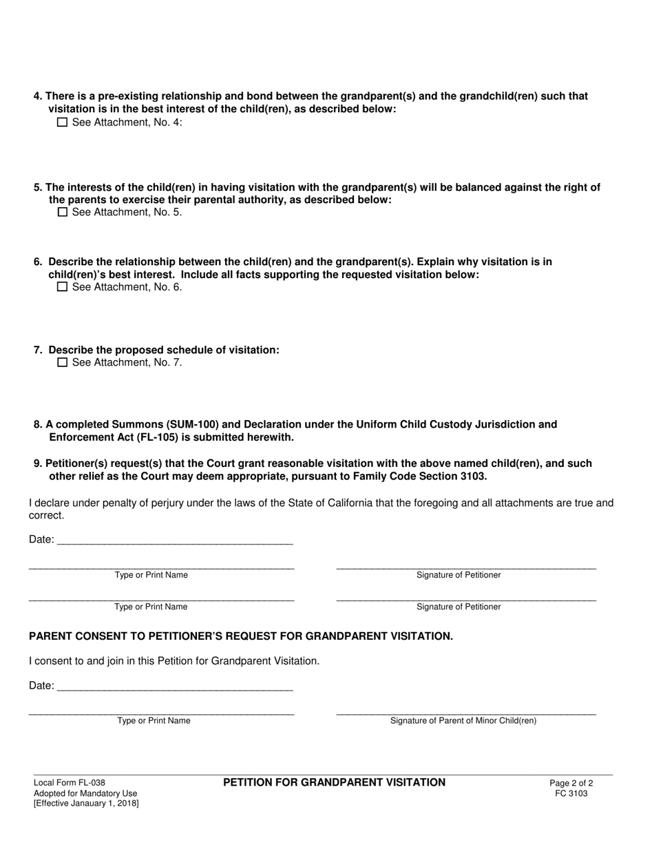 Form FL-038 - Fill Out, Sign Online and Download Fillable PDF, County ...