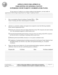 Form FL-037 Application for Approval for Listing on Sonoma County Superior Court Parent Coordinator Panel - County of Sonoma, California, Page 2