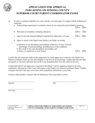 Form FL-037 Application for Approval for Listing on Sonoma County Superior Court Parent Coordinator Panel - County of Sonoma, California, Page 3