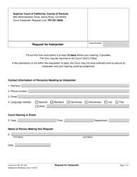 Document preview: Form INT-001 Request for Interpreter - County of Sonoma, California