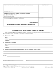Document preview: Form PR-3 Notification of Change of Contact Information - County of Sonoma, California