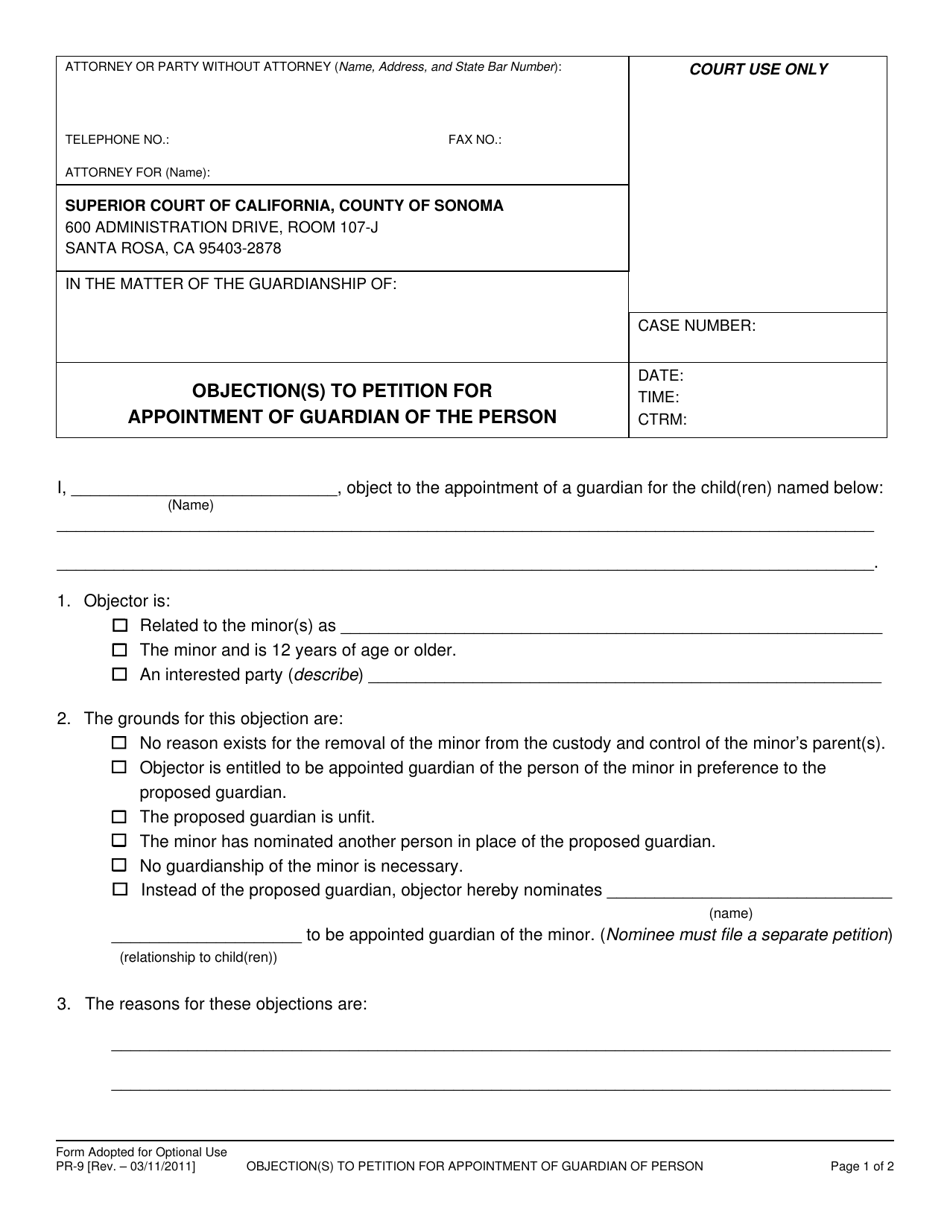 Form PR-9 - Fill Out, Sign Online and Download Fillable PDF, County of ...