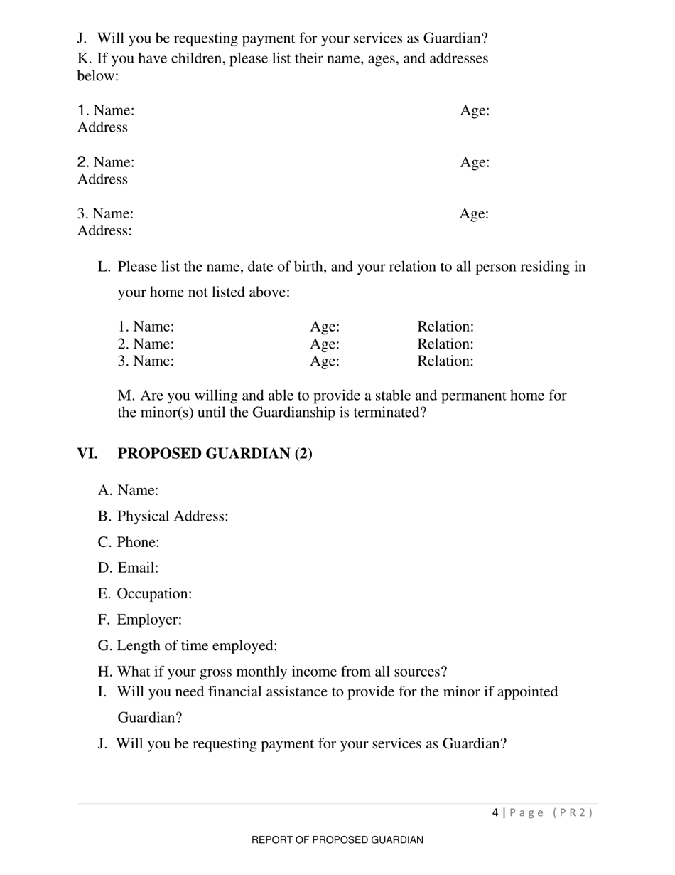 Form PR-2 Report of Proposed Guardian - County of Sonoma, California, Page 4