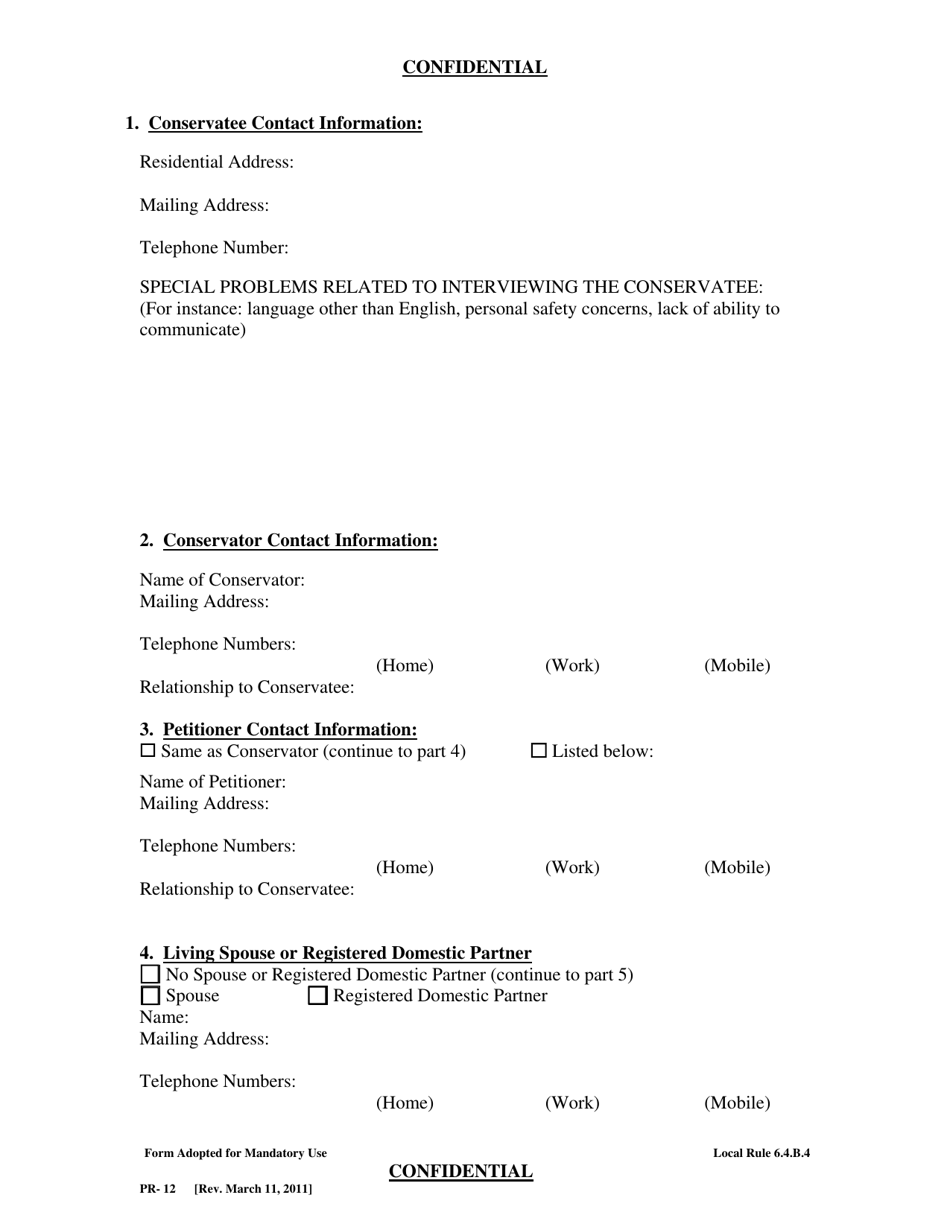 Form PR-12 Confidential Contact Information - County of Sonoma, California, Page 2