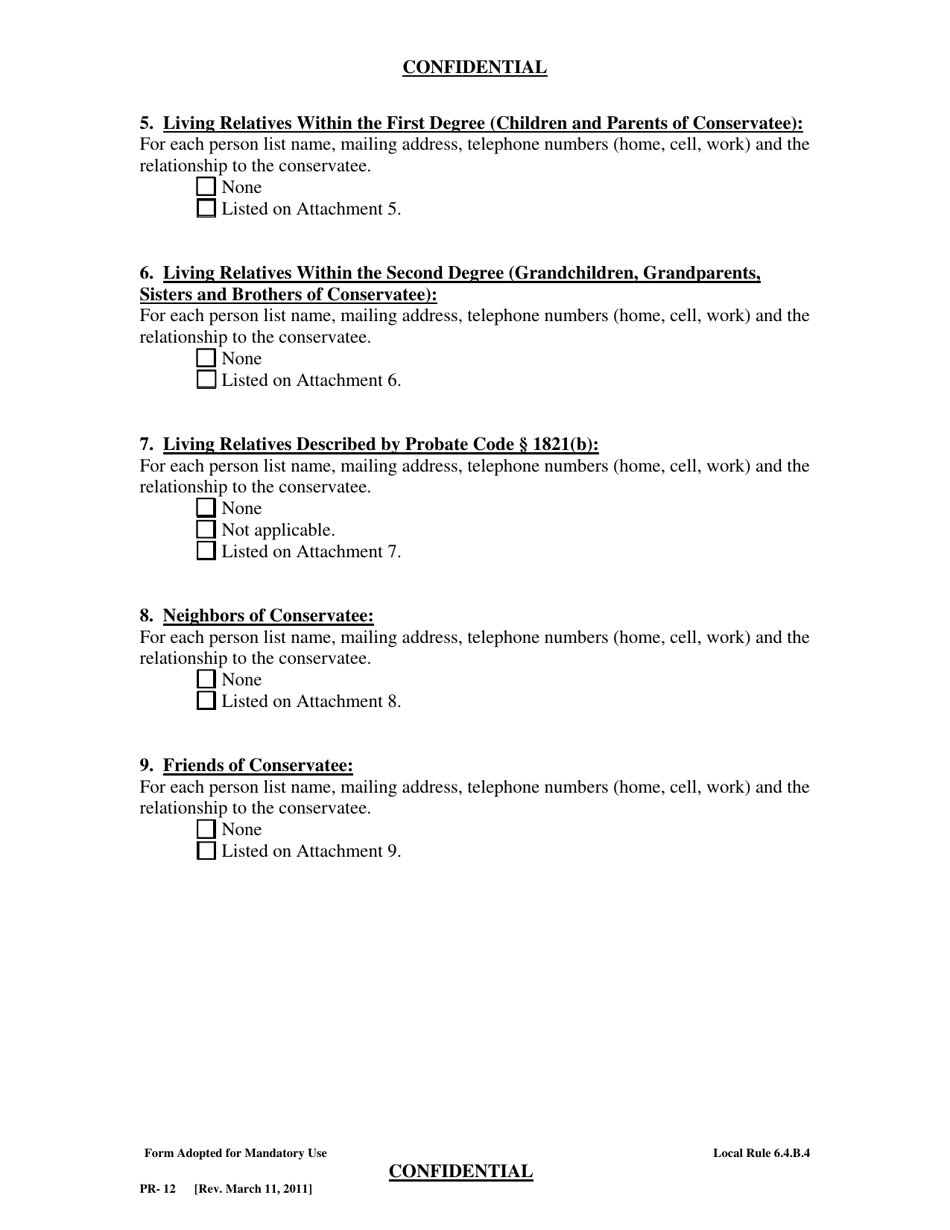 Form PR-12 Confidential Contact Information - County of Sonoma, California, Page 3