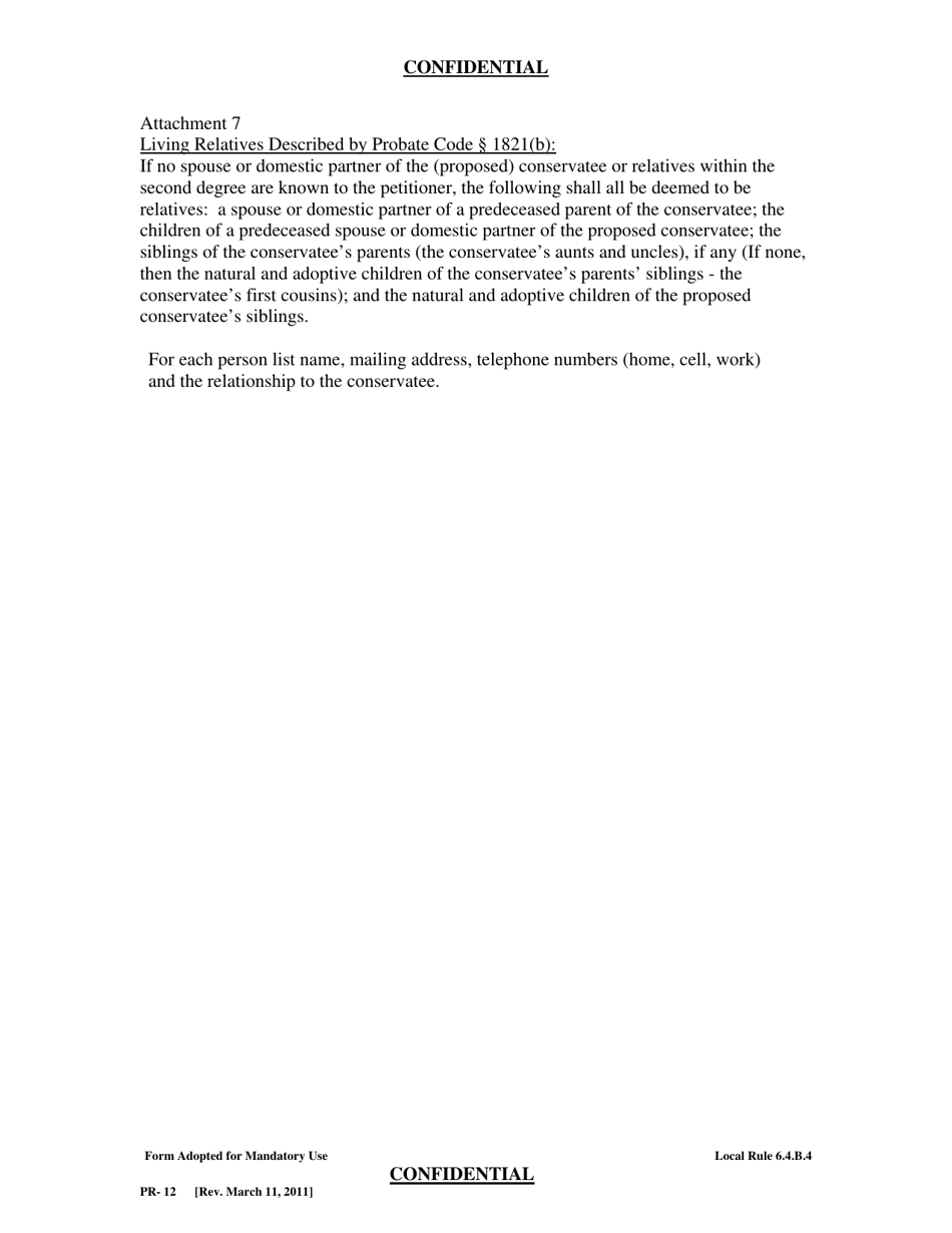 Form PR-12 Confidential Contact Information - County of Sonoma, California, Page 6