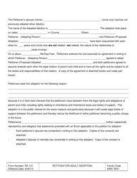 Form PE-121 Petition for Adult Adoption - County of Sonoma, California, Page 2