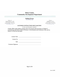 Over-the-Counter Building Permit Application for Licensed Contractors - Mono County, California, Page 2