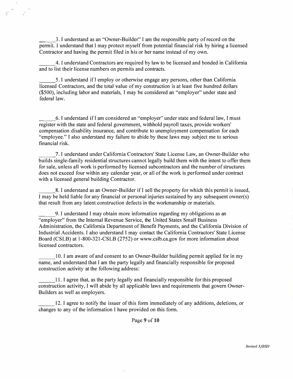 Over-the-Counter Building Permit Application for Owner Builders - Mono County, California, Page 6