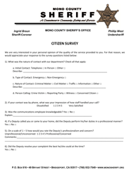 Document preview: Citizen Survey Form - Mono County, California