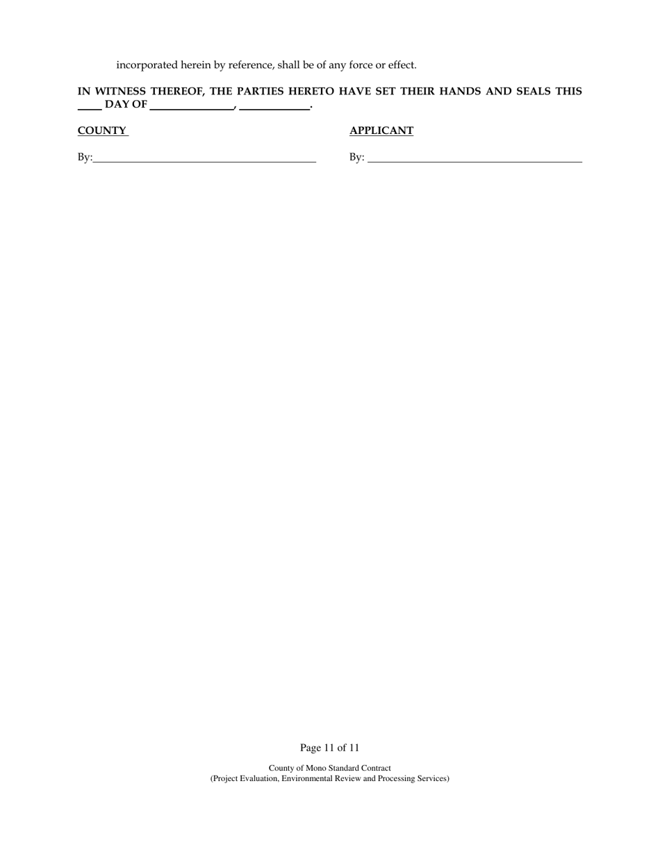 Agreement for the Provision of Project Evaluation, Environmental Review, and Processing Services - Mono County, California, Page 11