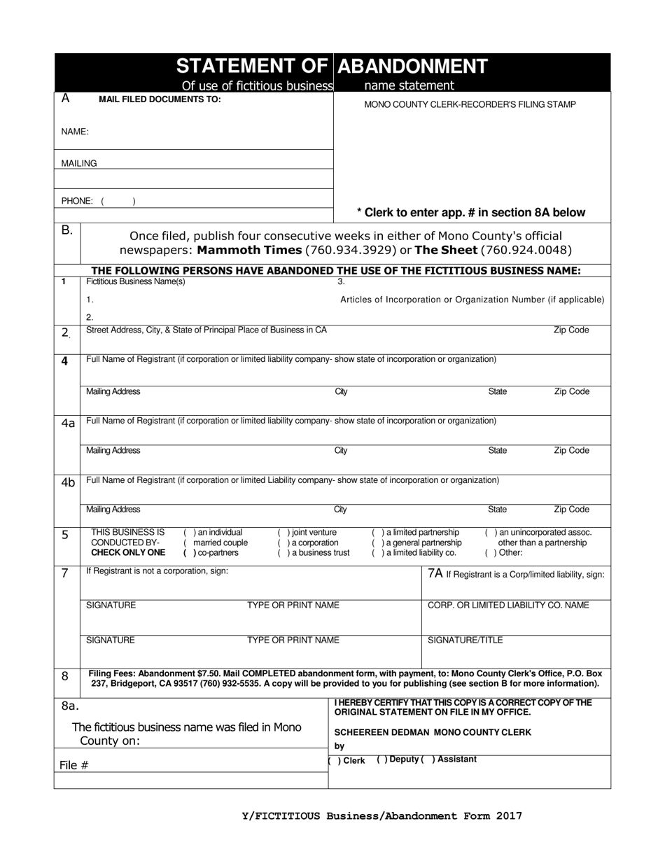 Abandonment of Fictitious Business Name - Mono County, California, Page 2