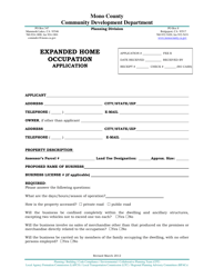 Document preview: Expanded Home Occupation Application - Mono County, California