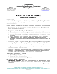 Document preview: Groundwater Transfer Permit Application - Mono County, California