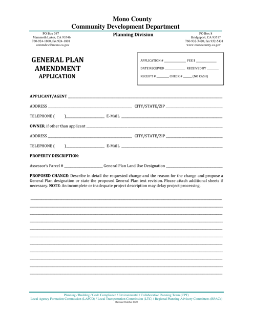 General Plan Amendment Application - Mono County, California Download Pdf