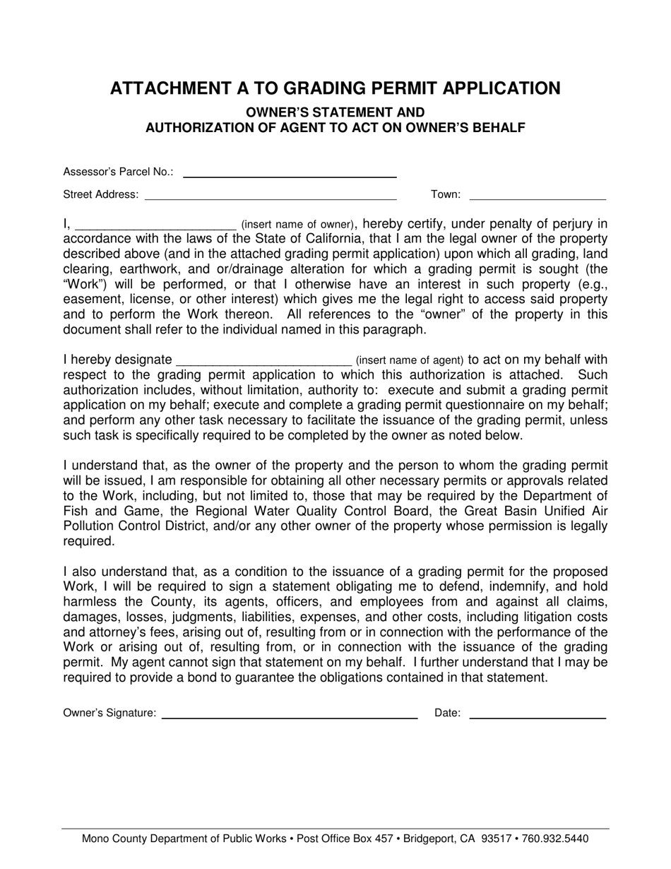 Grading Permit Application - Mono County, California, Page 5