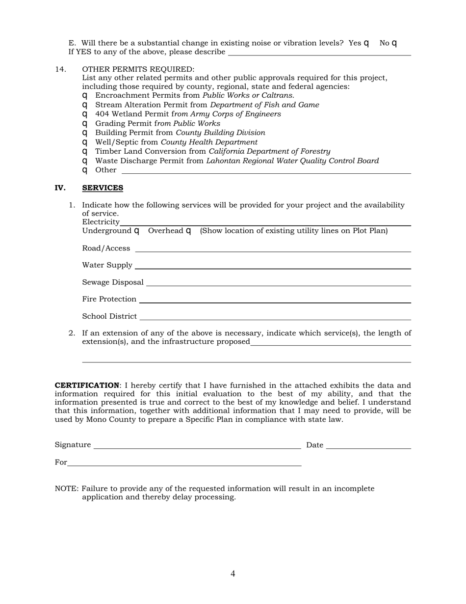 Mining Operations Permit Application - Mono County, California, Page 9
