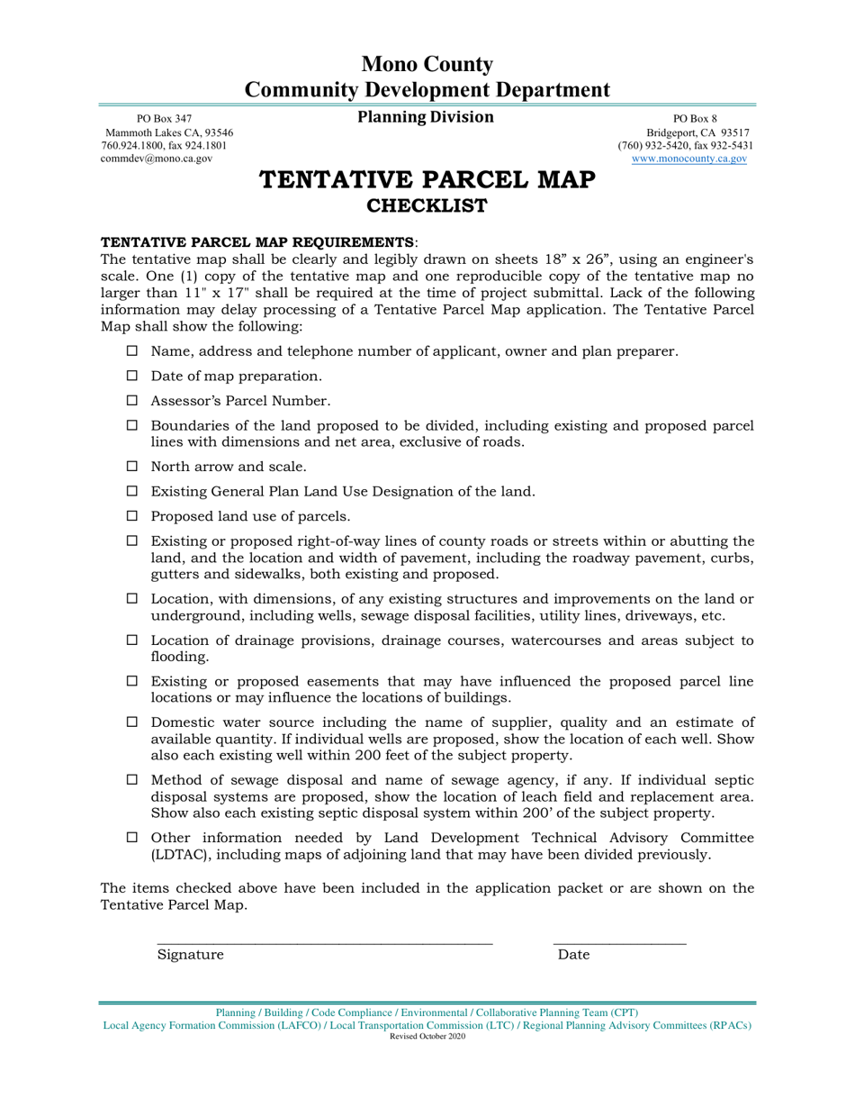 Parcel Map / Land Division Application - Mono County, California, Page 3