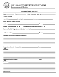 Document preview: Request for Service - Mono County, California