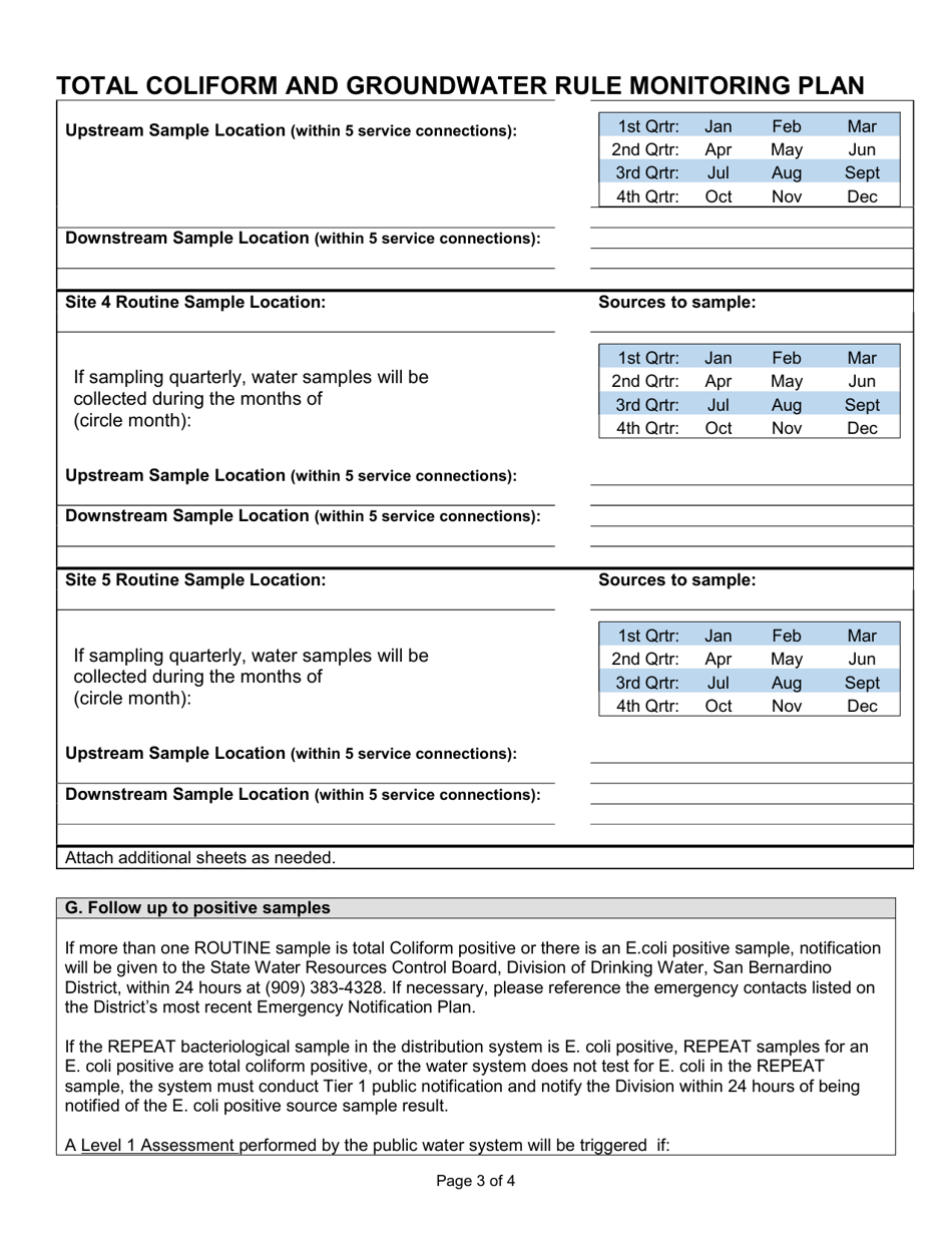 Total Coliform and Groundwater Rule Monitoring Plan - Mono County, California, Page 3