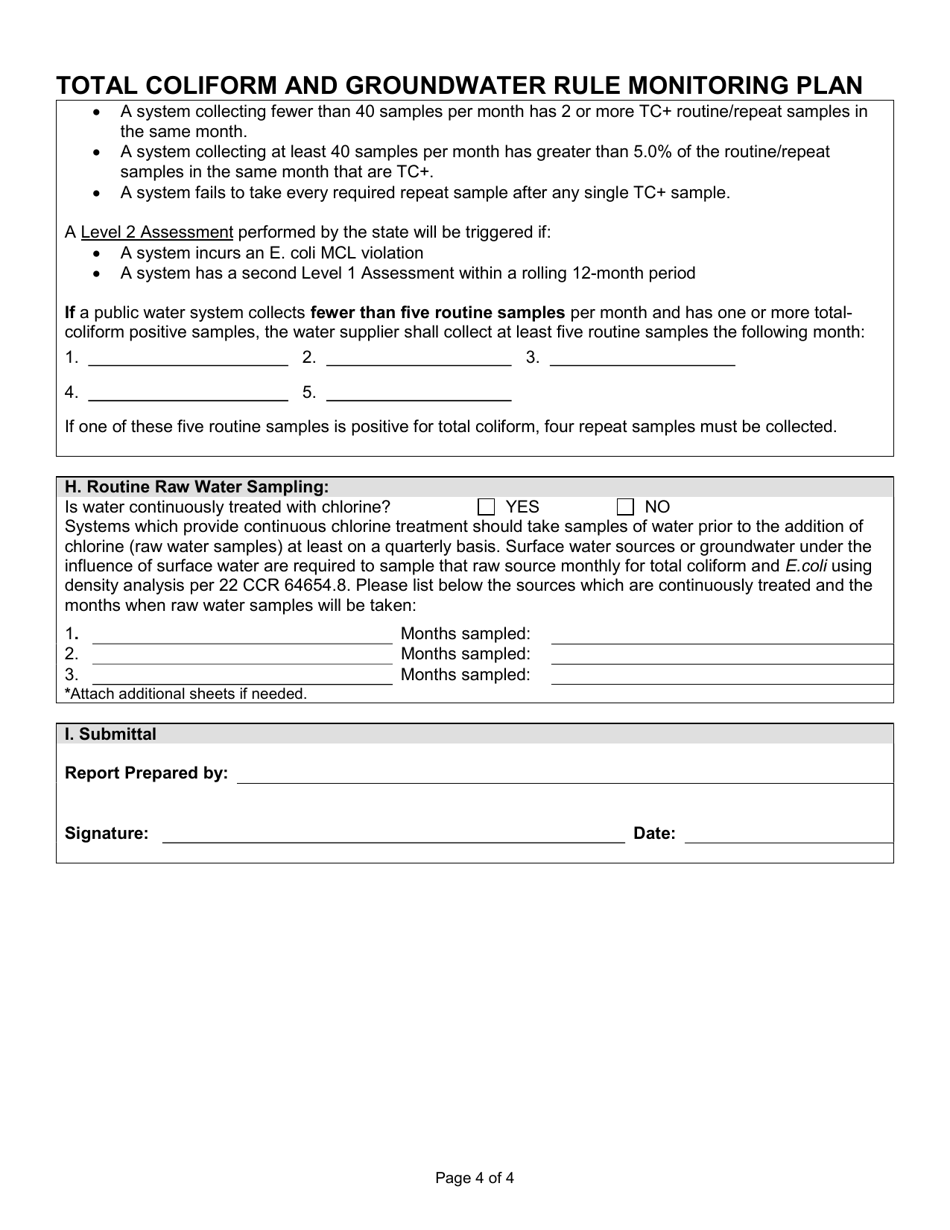 Total Coliform and Groundwater Rule Monitoring Plan - Mono County, California, Page 4