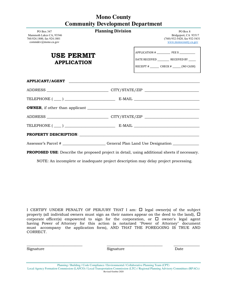 Use Permit Application - Mono County, California, Page 5