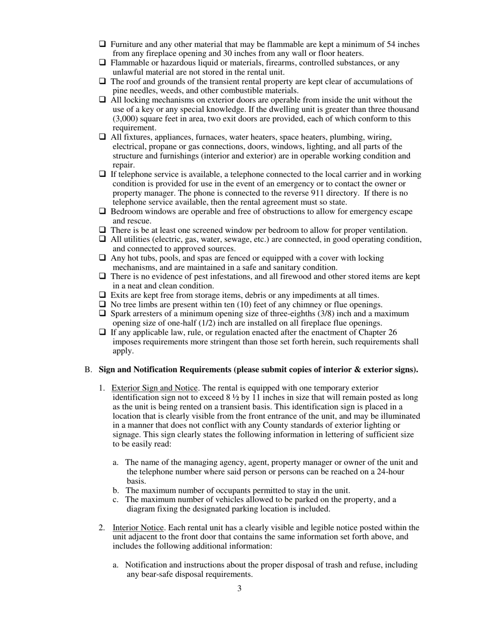 Vacation Home Rental Permit - Mono County, California, Page 3