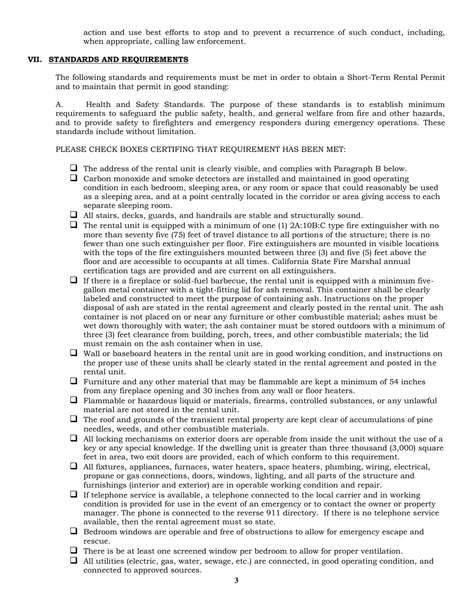 Short-Term Rental Activity Permit Application - Mono County, California, Page 3